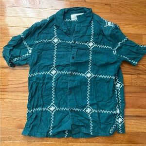 Men's Teal Patterned Shirt Abercrombie & Fitch